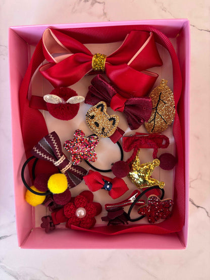 Red Hair Clip Set - 18 Pcs Cute Accessories for Stylish Hair - Project M Shop