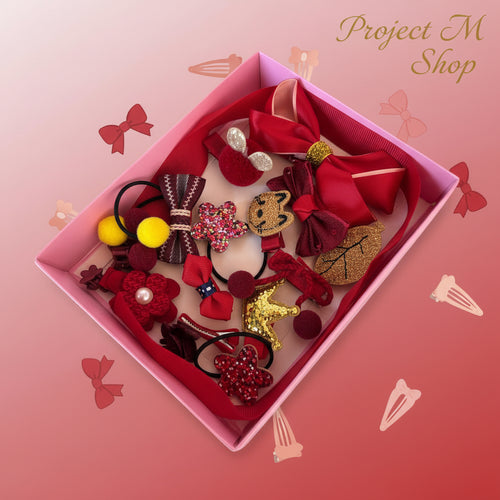 Red Hair Clip Set - 18 Pcs Cute Accessories for Stylish Hair