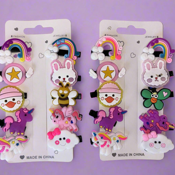 Set of 2 Unicorn Hair Clips for Girls - 10 PCs Rainbow Style Hair Accessories - Project M Shop