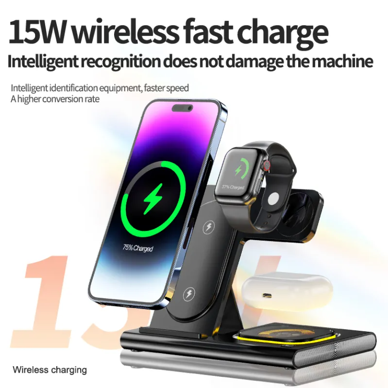 Multifunctional 3 in 1 Wireless Charger Holder Stand Fast Charging Station for Watch Airpods Mobile Phones