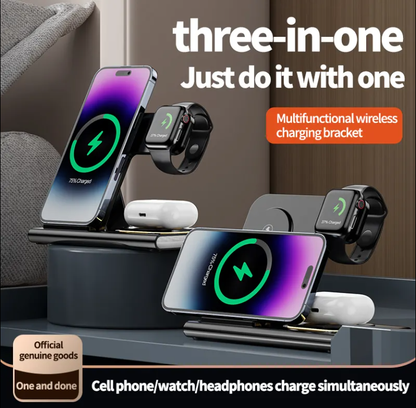 Multifunctional 3 in 1 Wireless Charger Holder Stand Fast Charging Station for Watch Airpods Mobile Phones
