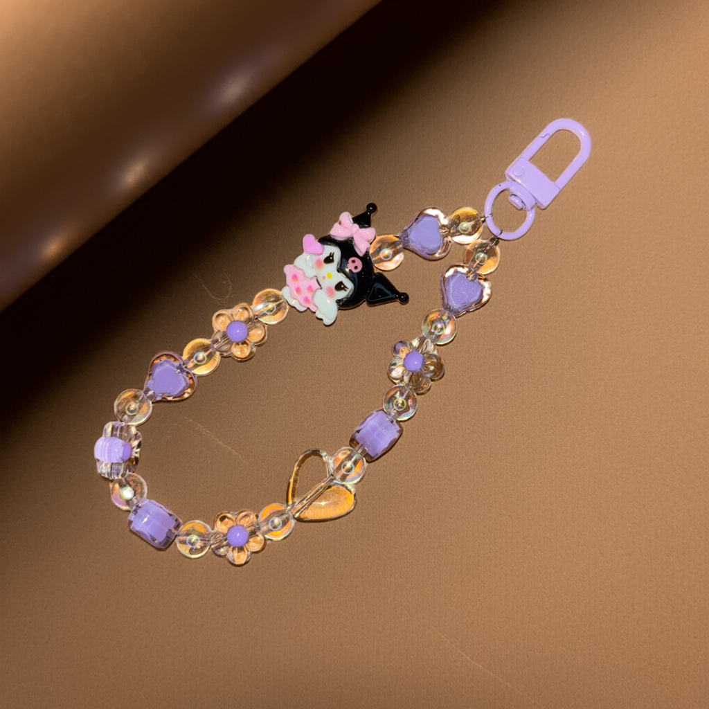 Kuromi Heart Beads Charm – Trendy Bag Accessory