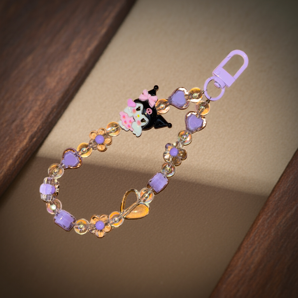 Kuromi Heart Beads Charm – Trendy Bag Accessory