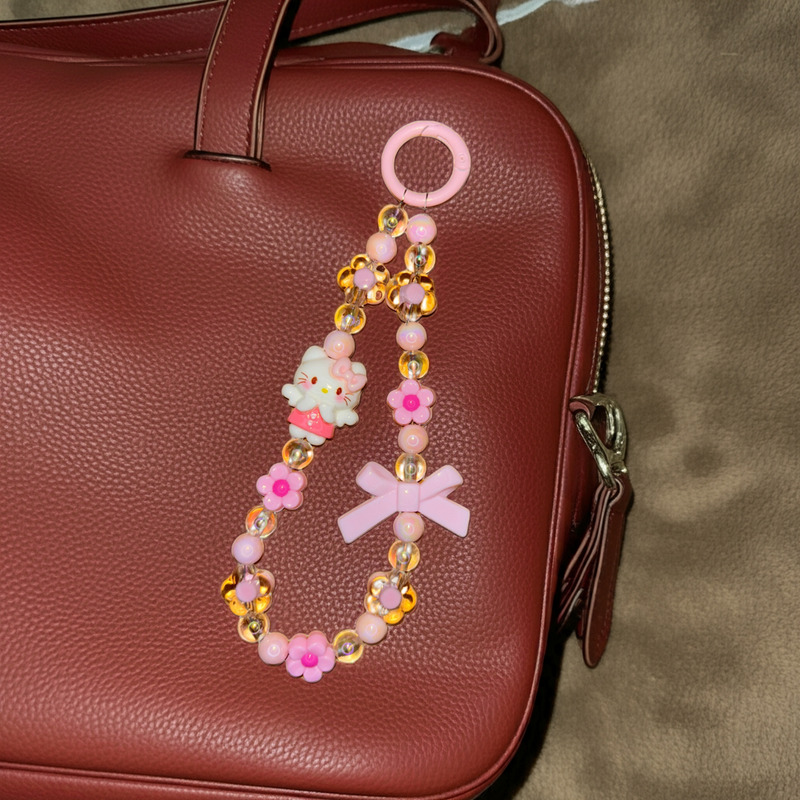 Pink Hello Cat Beads Phone/Bag Charm - Project M Shop
