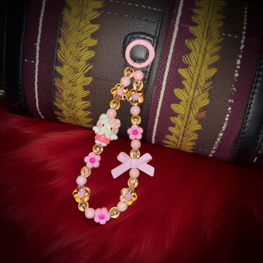 Pink Hello Cat Beads Phone/Bag Charm - Project M Shop
