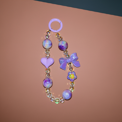 Purple Hair Tie & Heart Phone/bag charm - Project M Shop