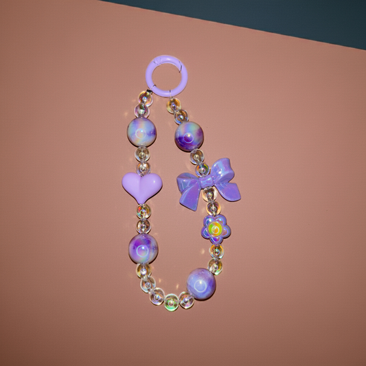 Purple Hair Tie & Heart Phone/bag charm - Project M Shop