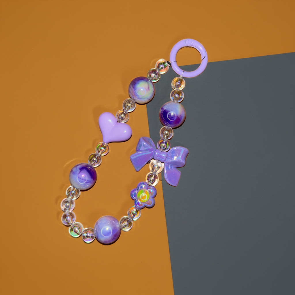 Purple Hair Tie & Heart Phone/bag charm - Project M Shop