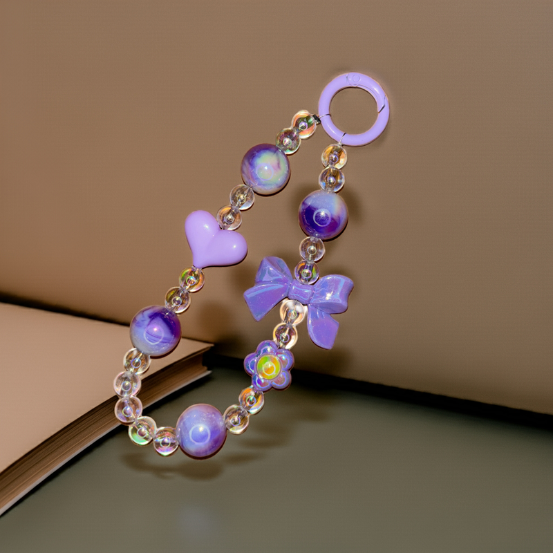 Purple Hair Tie & Heart Phone/bag charm - Project M Shop