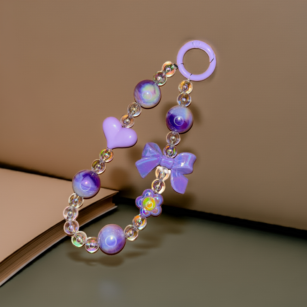 Purple Heart Hair Tie & Bag Charm – 2-in-1 Accessory