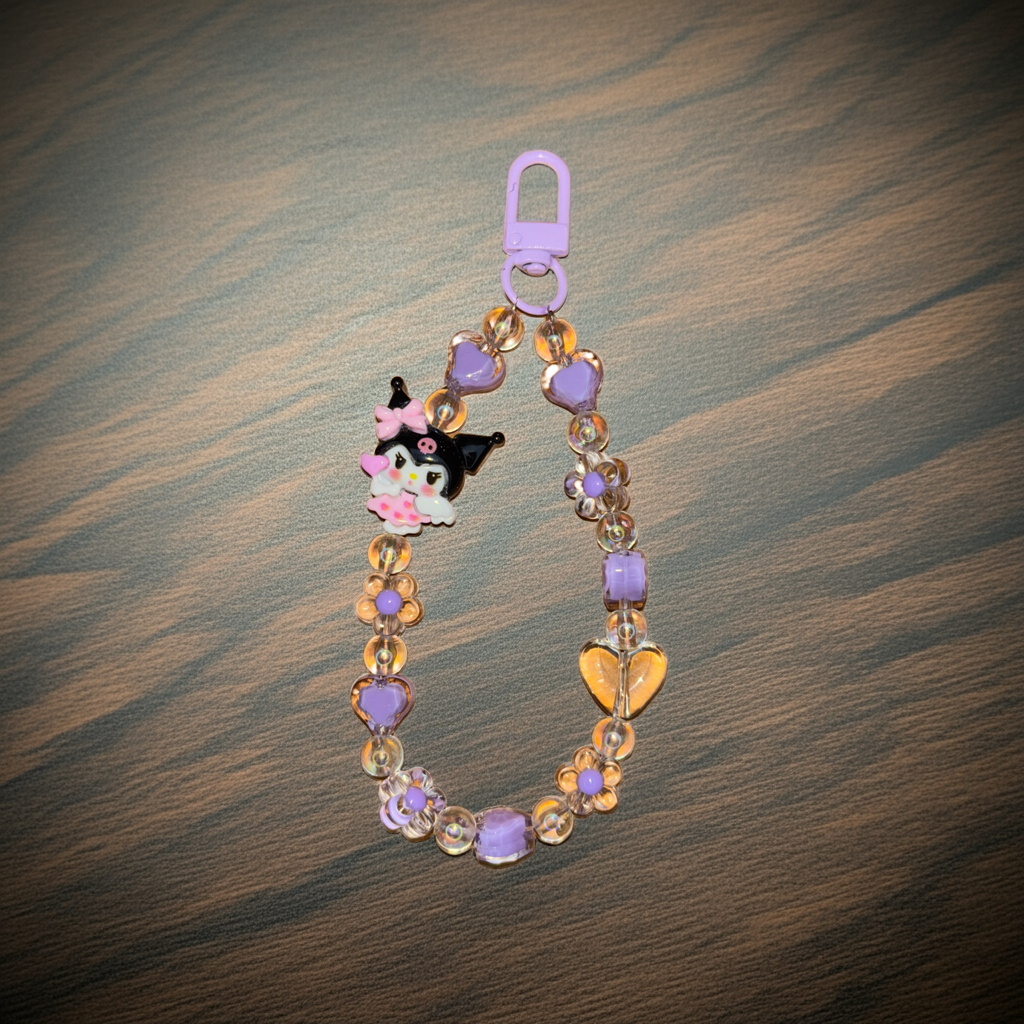 Kuromi Heart Beads Charm – Trendy Bag Accessory