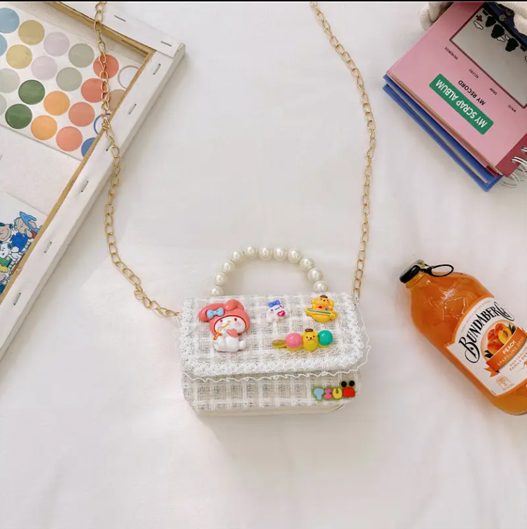 Children's Pearl Hand/Sling bag with San-rio Cartoon - Free Keychain Included