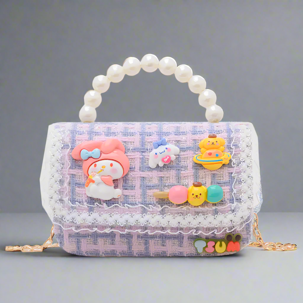 Children's Pearl Hand Sling Bag with Sanrio Cartoon